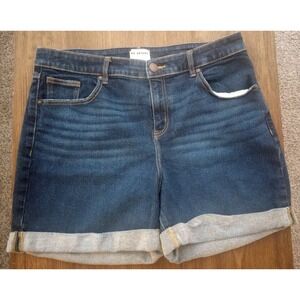 Lane Bryant Jean Shorts Women's Sz 16 Mid Rise Boyfriend Dark Wash Stretch Midi